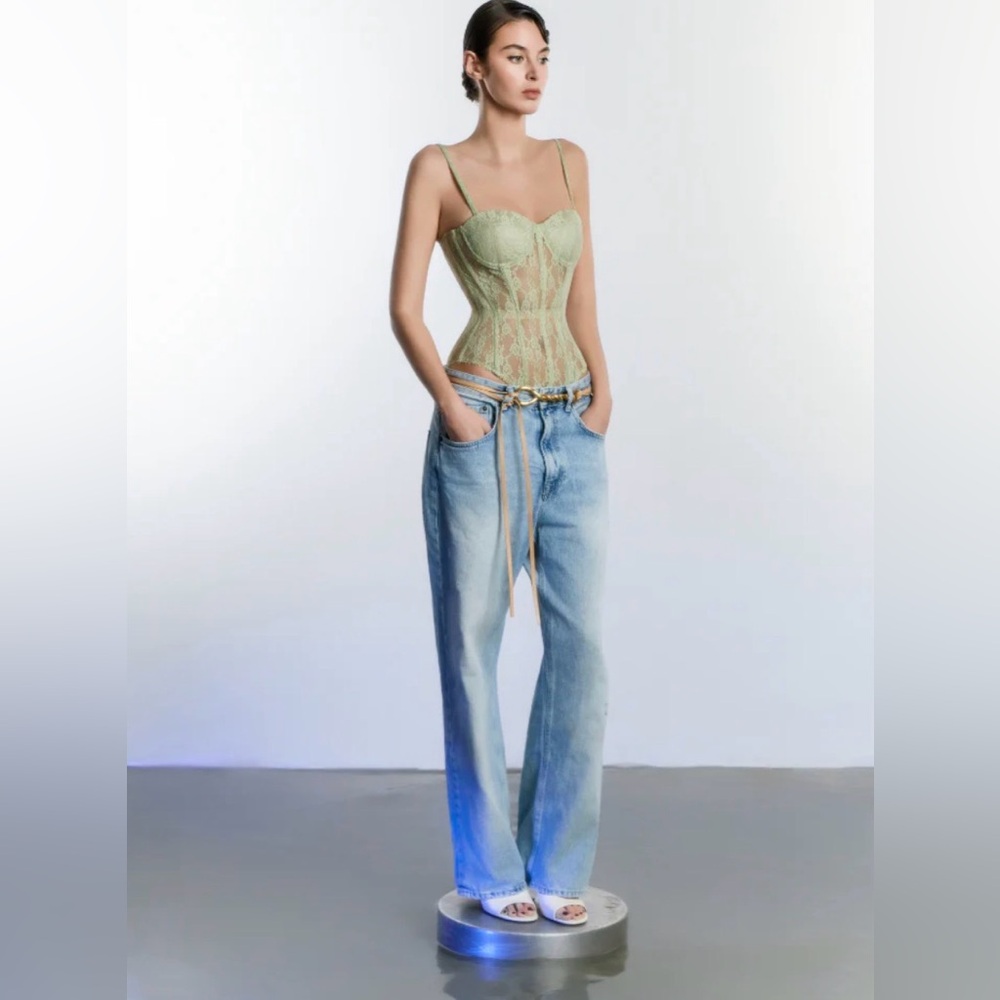 Perfect Corset Lace Bodysuit in Moss - Picture 6 of 13